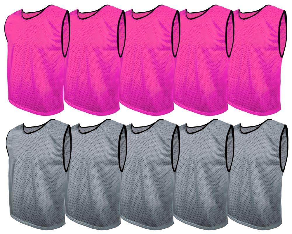 SPORTSBIBS Training Bibs Pack of 10 Football Vests Sports Practice Pinnies Soccer Rugby