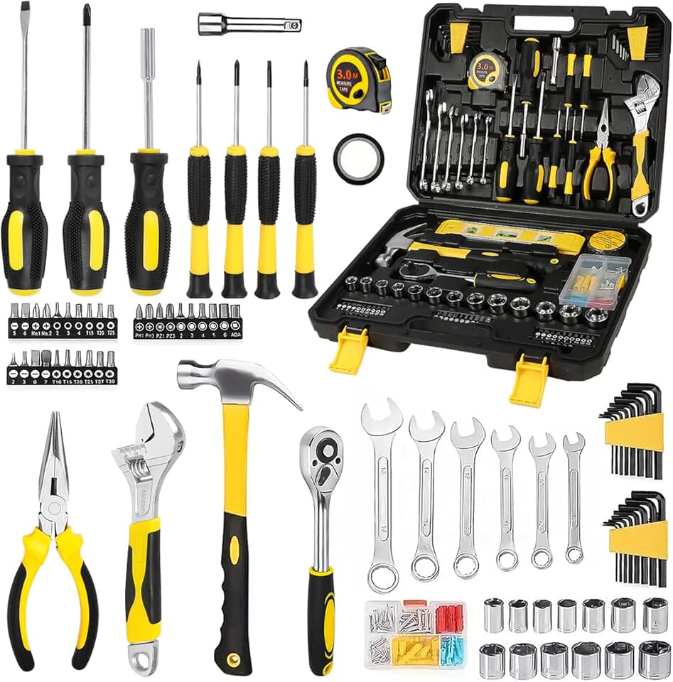 108 Peças Kit Ferramentas Profissional, Caixa de Ferramentas Completa, Maleta de Ferramentas, Caixa de Ferramentas para Reparos Domésticos