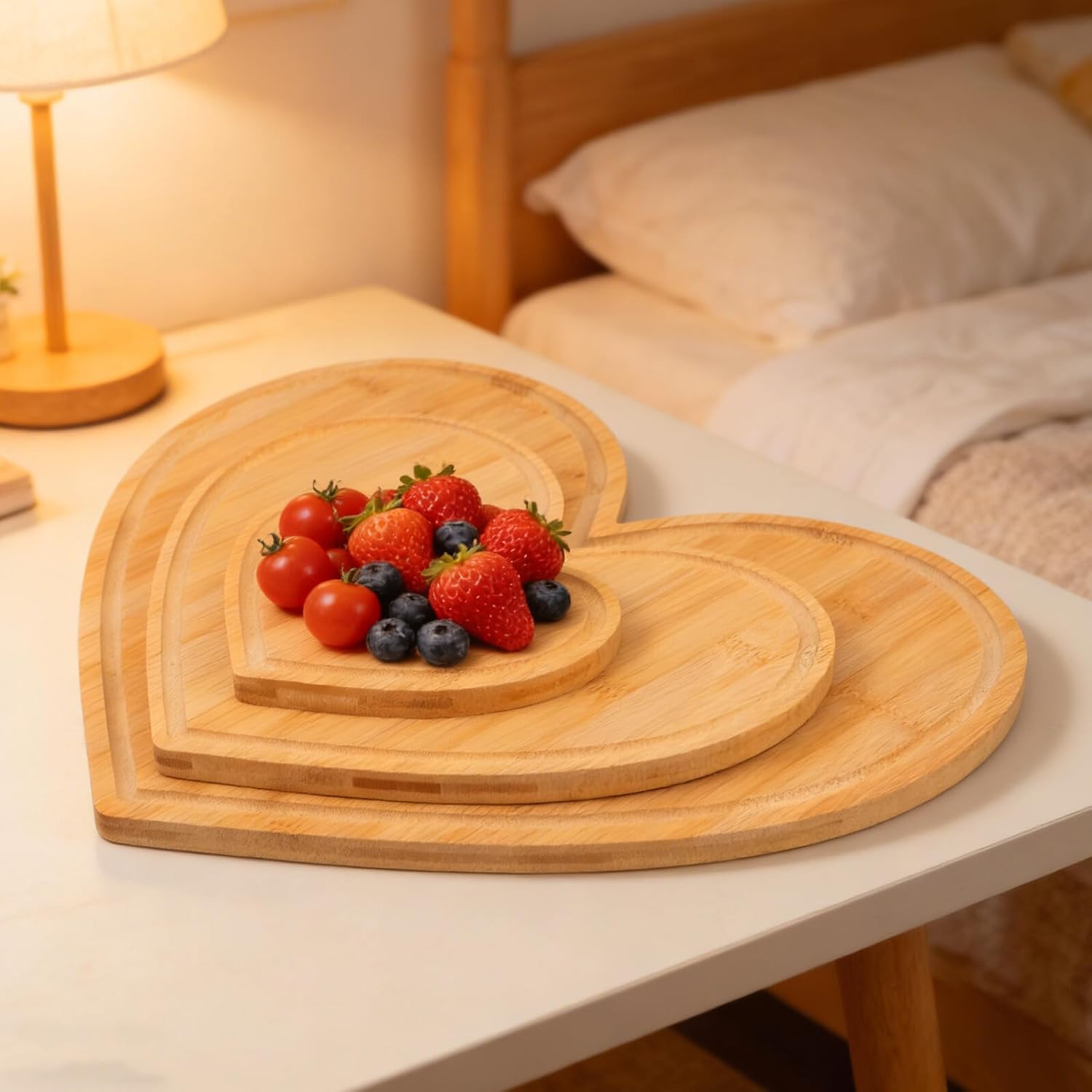 Heart Shaped Cutting Board Set, Small Charcuterie and Cheese Serving Platter, Food-grade, 3pcs Kitchen Vegetable and Meat Chopping Boards for Parties and Home Use