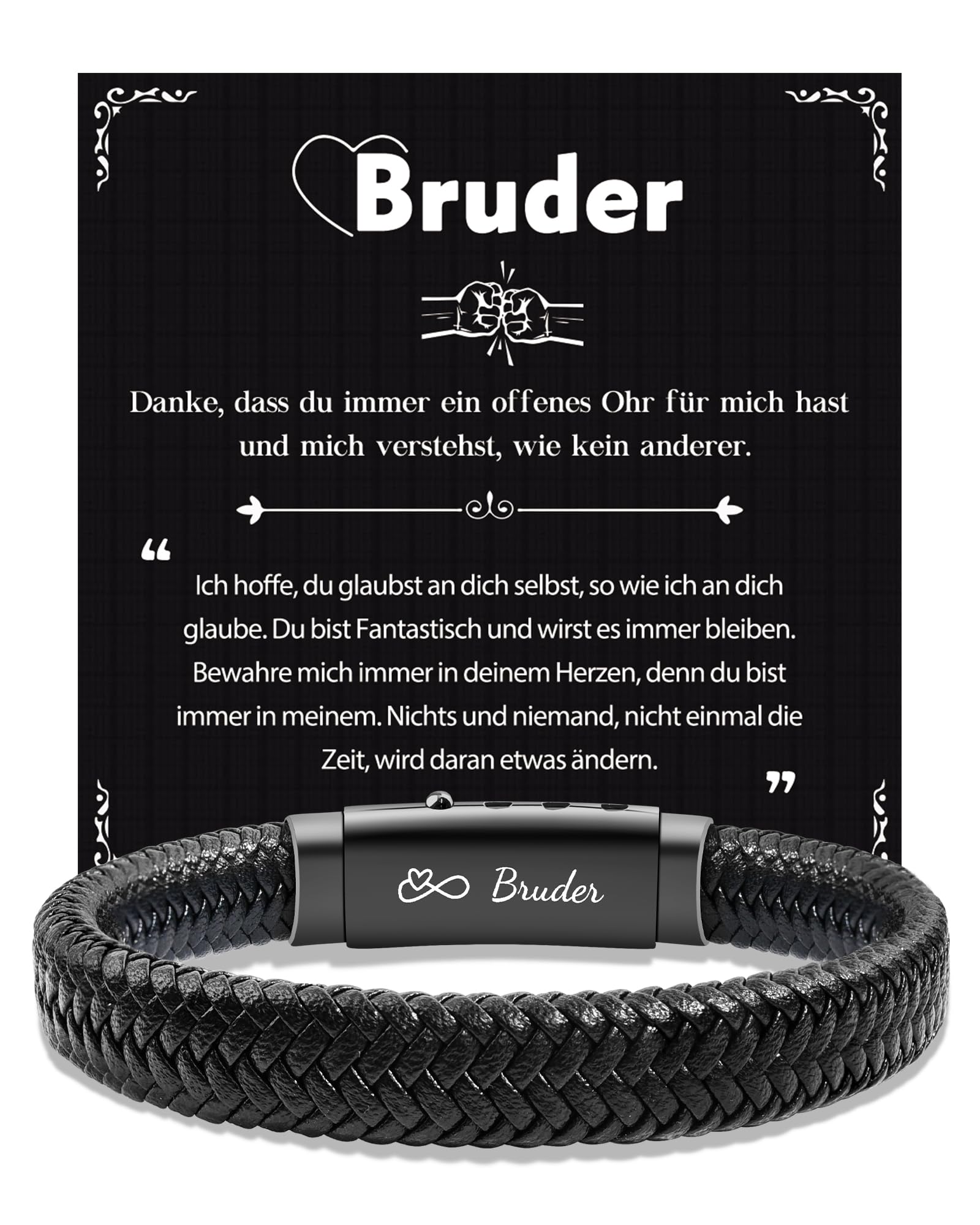 CheersLife Geschenk für Bruder,Geschenke für Männer Geburtstag Personalisierte Geschenke Männer Bruder Geschenk von Schwester, zu Meinen Brüdern Geburtstag Lederarmband für ihn