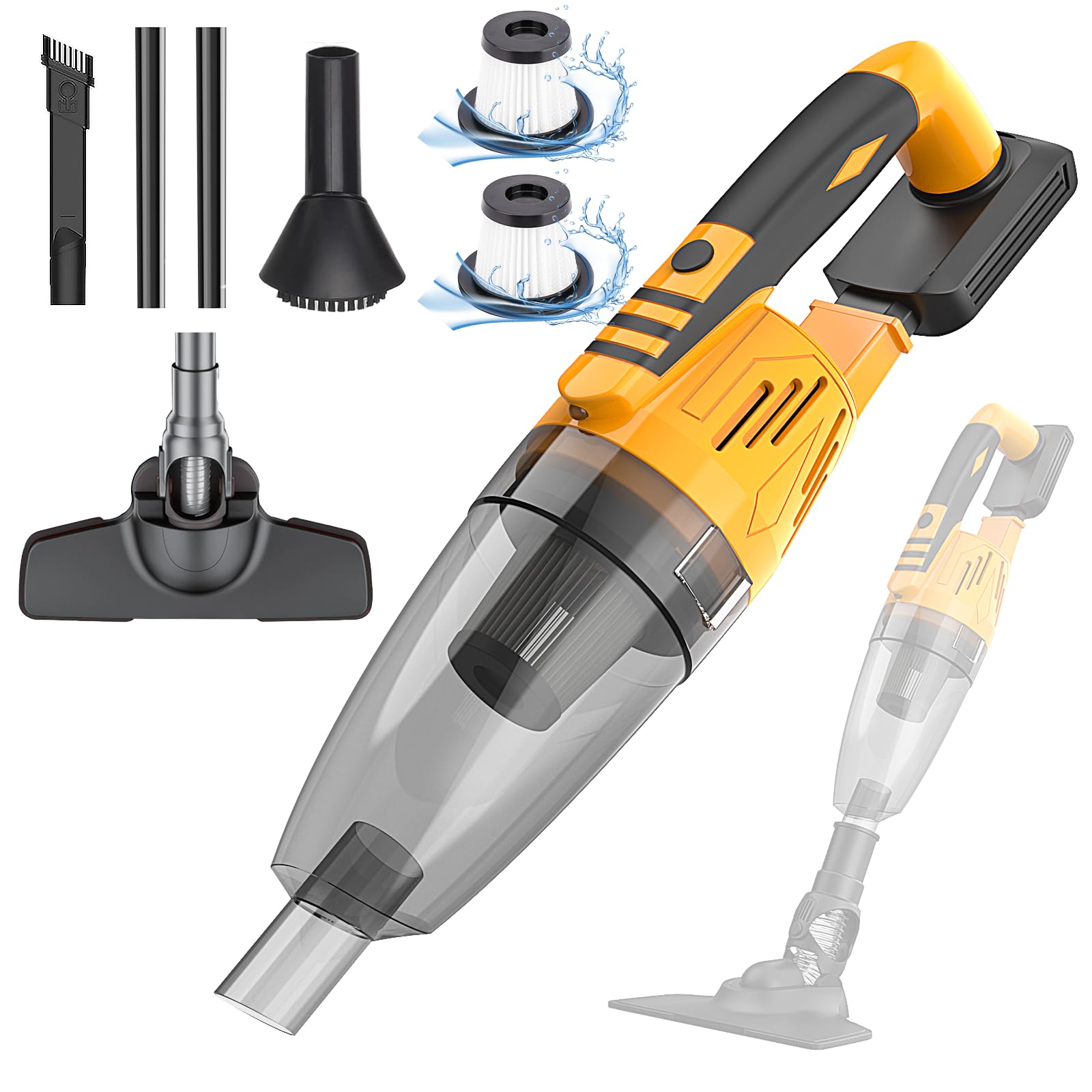 Cordless Vacuum Compatible with Dewalt Battery, 5 in 1 Handheld Electric Vacuum Cleaner with 550W Powerful Motor, 42 CFM Portable Hand Vacuum with Filtration HEPA for Floor, Carpet, Car (Not include B