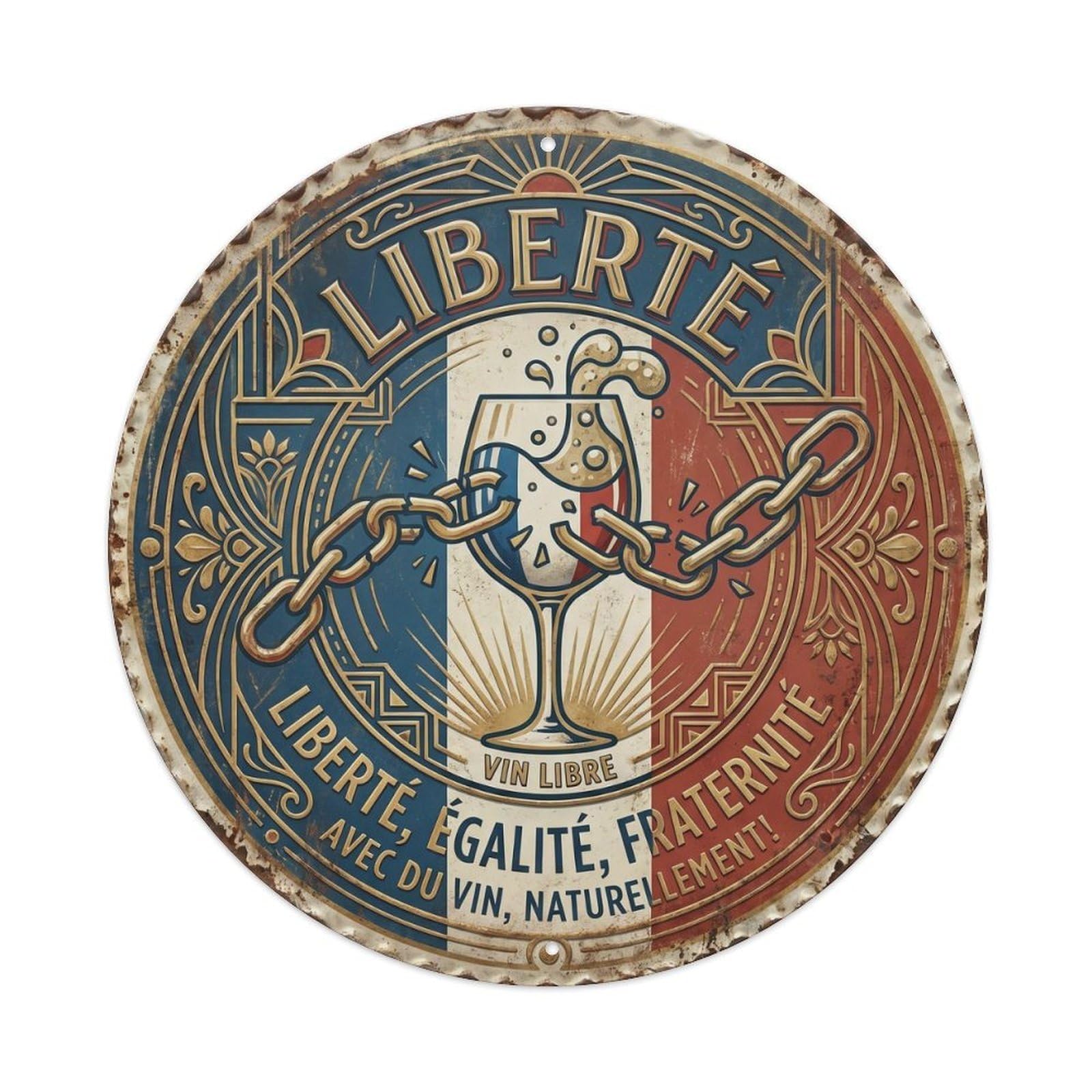 Liberty Humorous Bistro Liberty Vintage Metal Tin Sign Plaque Wall Decor for Cafe, Club Bar, Office, Garden Metal Poster 8x8Inch