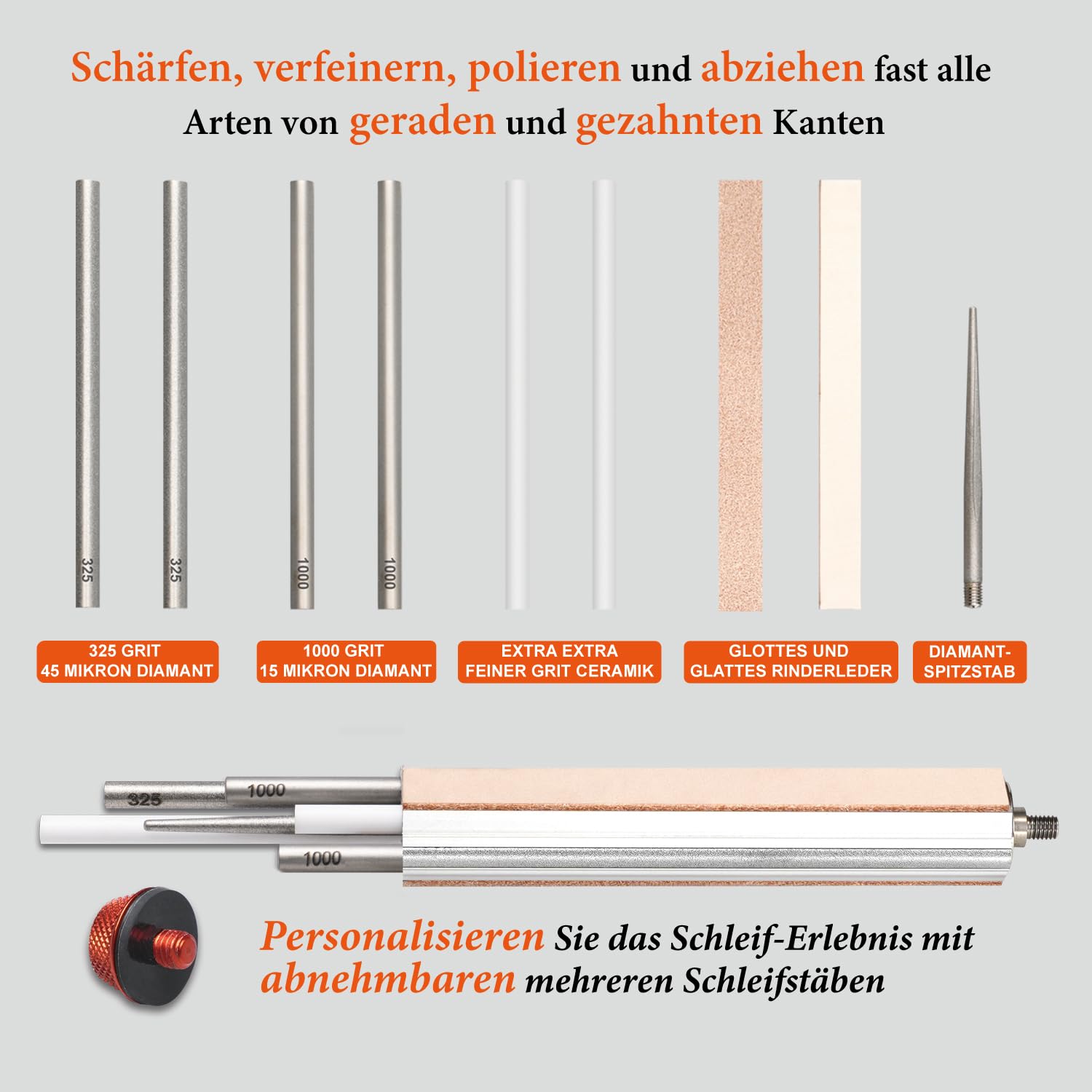 SHARPAL 210N TRANSFOROD 11-in-1 Verstellbarer Winkel Geführter Messerschärfer - Messerschleifer mit Schleifmitteln aus monokristallinem Diamant, Keramik und Leder für professionelles Messerschärfen