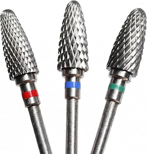 3 brocas de uñas 5 en 1 de 3/32 pulgadas, brocas profesionales de tungsteno para uñas de 3/32 pulgadas, tamaño de vástago de 3/32 pulgadas, para