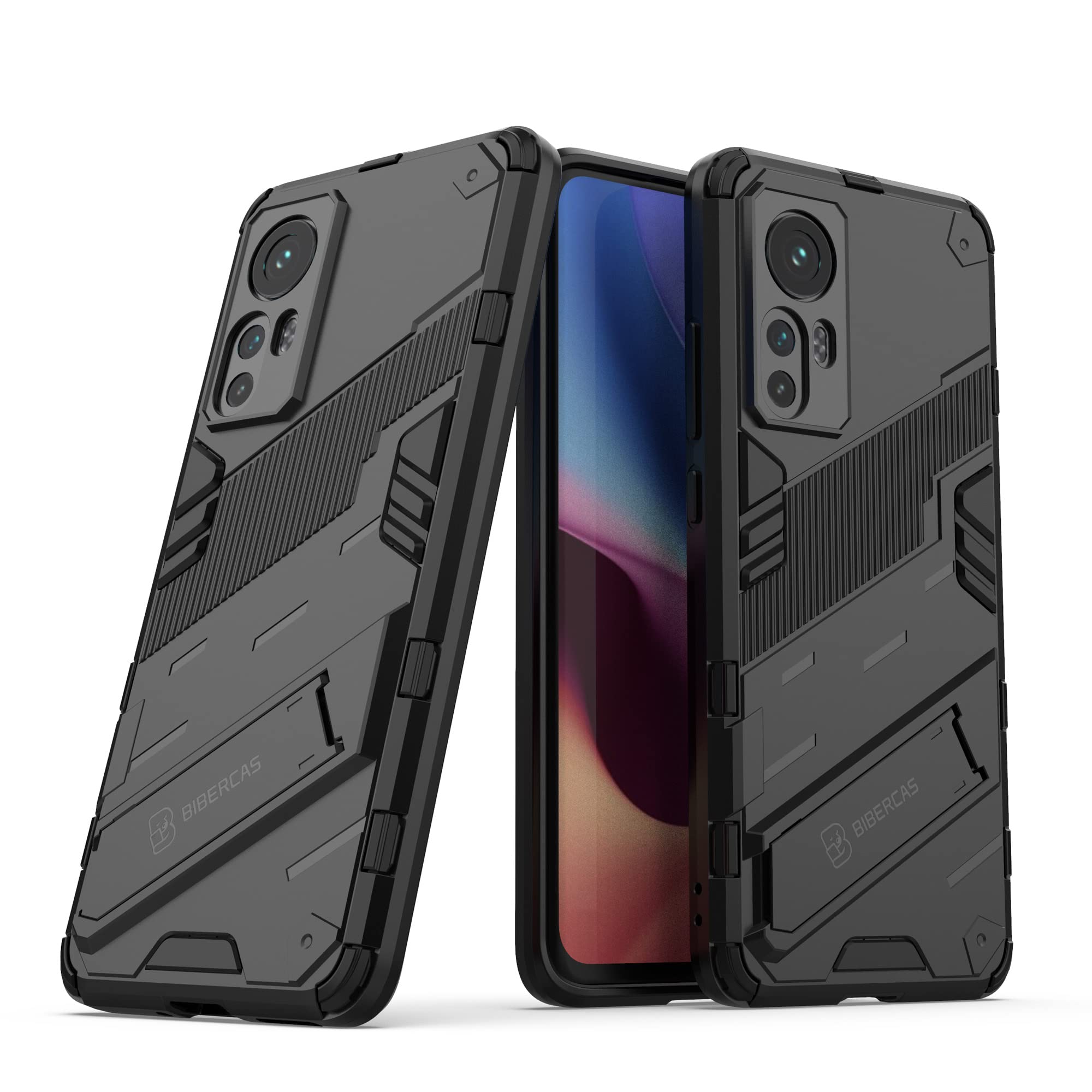 Schutzhülle Für Xiaomi 12S Ultra – Stoßfest, Mit Magnet-Ständer & Halterung Fürs Auto, Militärgeprüft, Schwarz