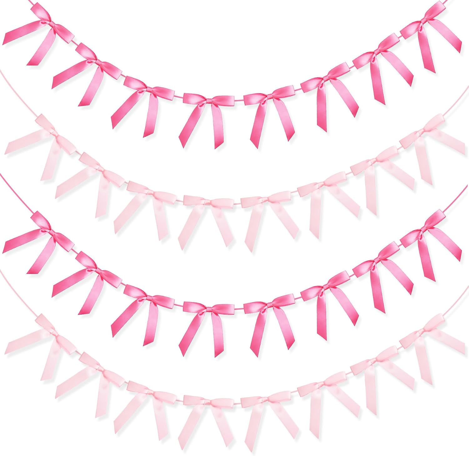 4 Pcs Pink Bow Garland Banner Coquette Birthday Decorations