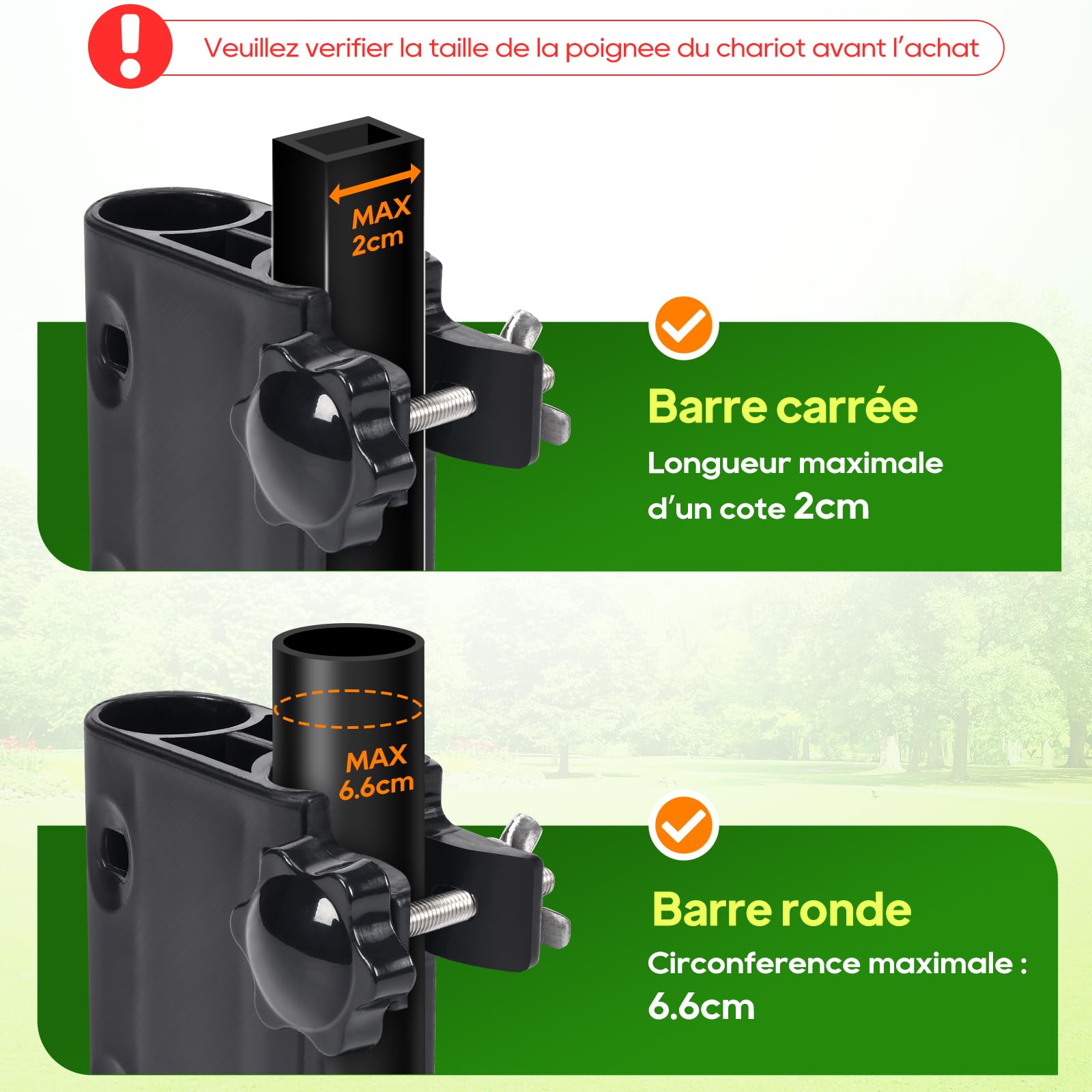 Poignée réglable et Pliable pour Chariot Rond/carré, avec Bandes Scratch | Accessoire de remplacement réglable et pliable pour poussette-chariot, adapté au camping, aux poussettes et à la plage