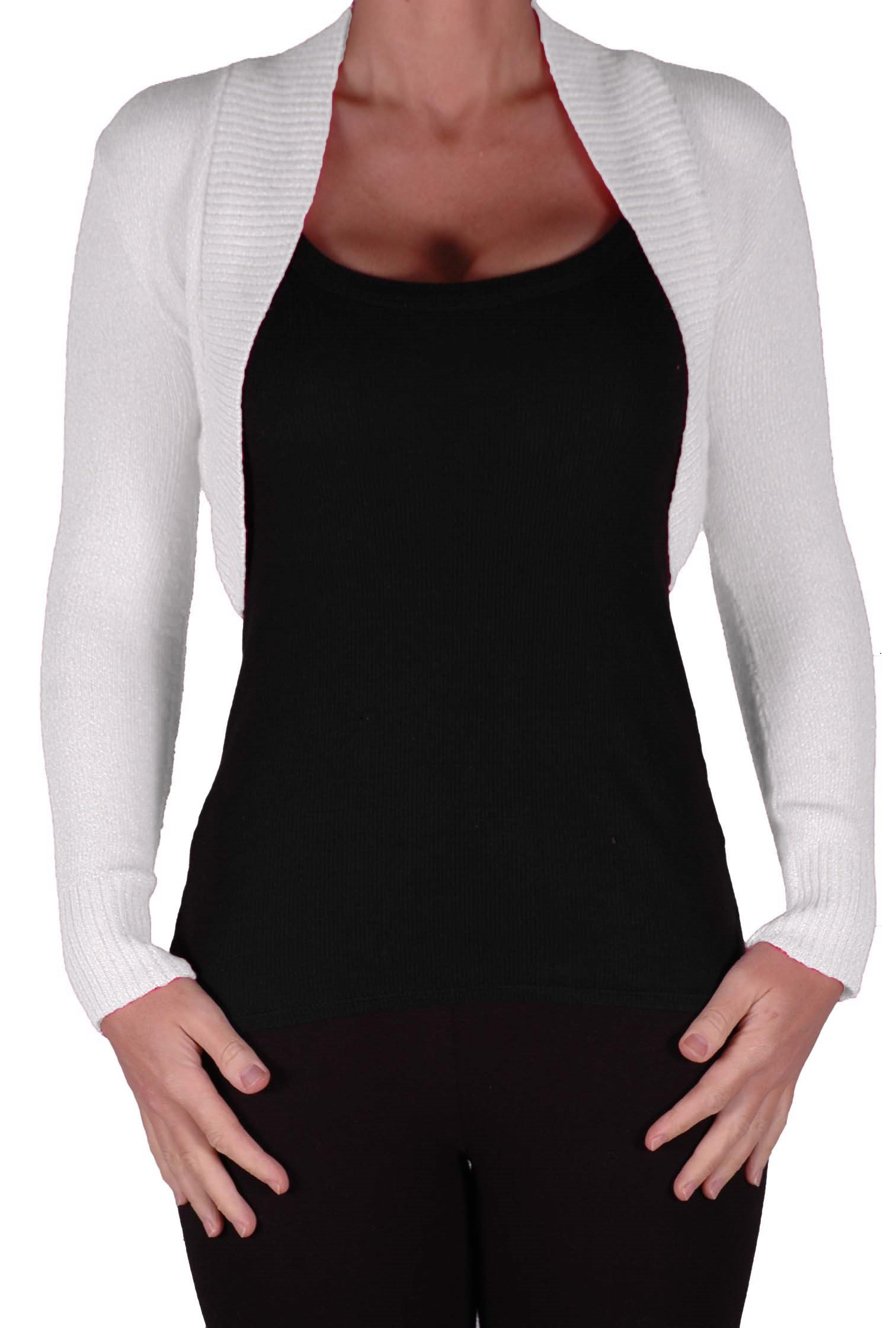 Eye Catch EyeCatchKnitwear - Lara Long Sleeve Knitted Bolero Shrug One Size White