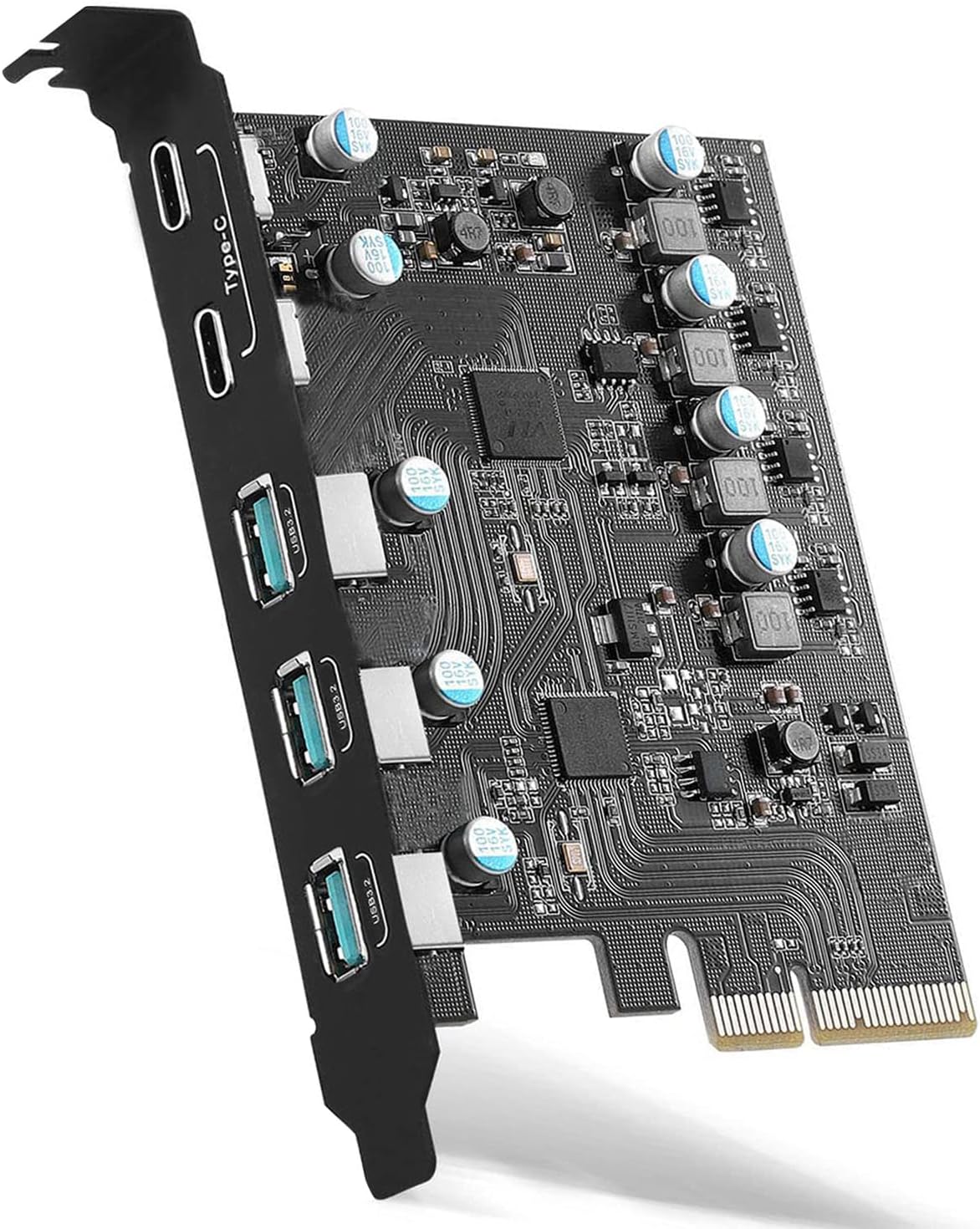 PCIe to USB 3.2/3.1 Gen 2 Card with 10Gbps SuperSpeed 5-Port (2X USB-C - 3X Type-A) PCI Express Expansion Card PC Internal hub for Windows 11/10/8/7 and MAC OS