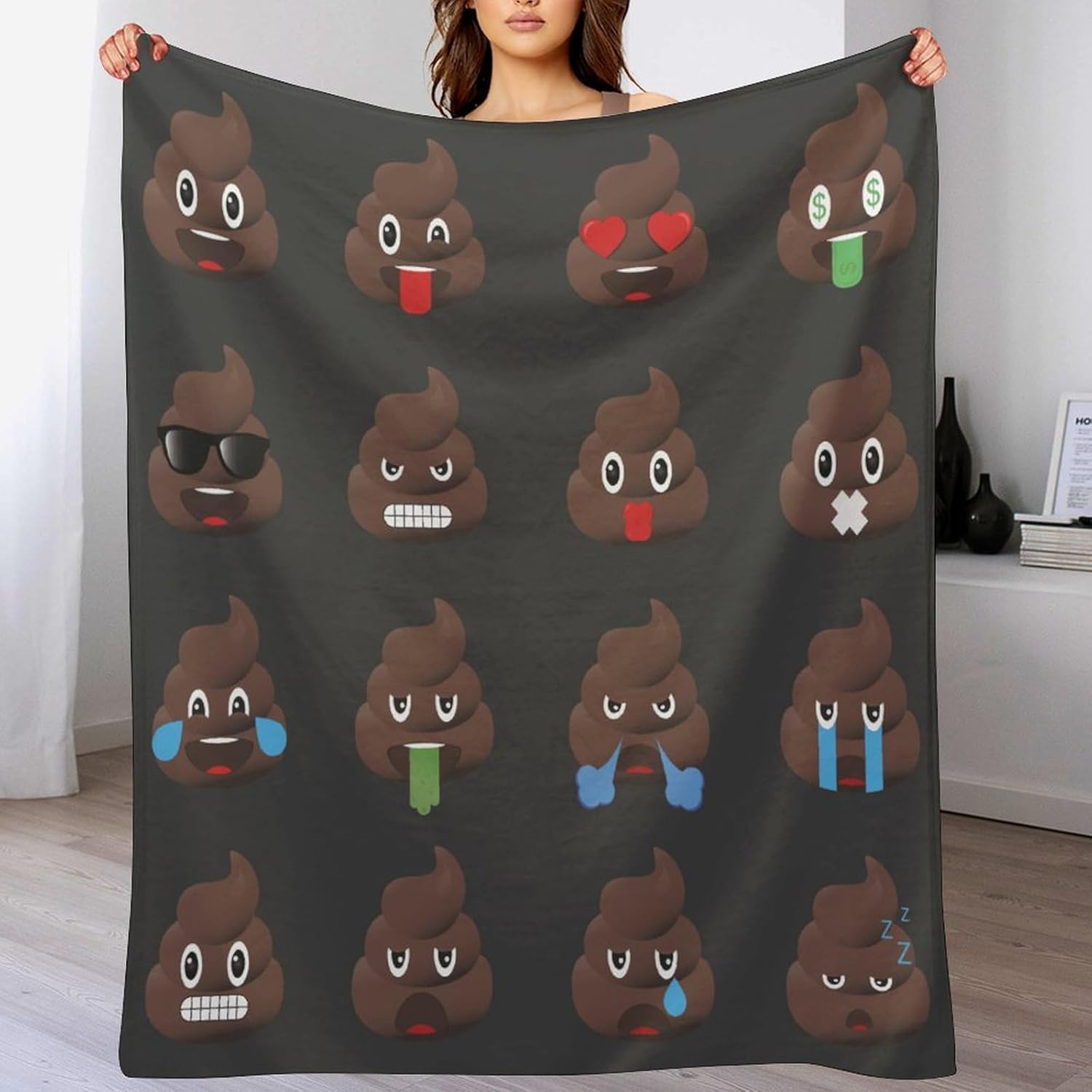 Poop Throw Blanket Warm Soft Cozy Flannel Blankets for Bed