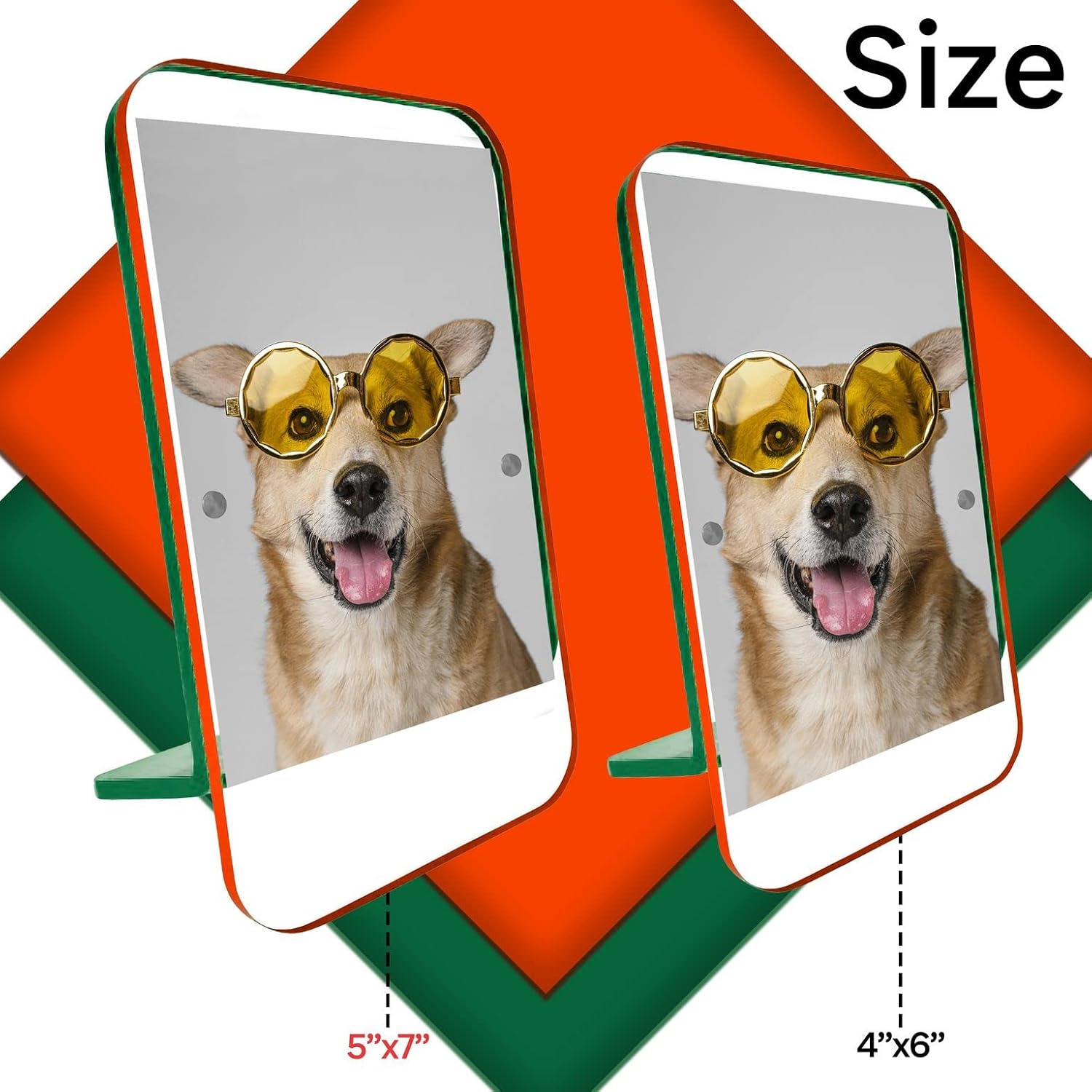 Canetti Colorful Magnet Picture Frames - 5"x7" - Acrylic Frame (Orange/Green)