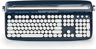 YUNZII ACTTO B503 Wireless Typewriter Keyboard, Retro Bluetooth Aesthetic Keyboard with Integrated Stand for Multi-Device (B503, Midnight)