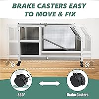 Vista 5 de Jaula para conejos interior - Jaula de madera para conejos de 91 cm con ruedas, jaula para conejos, jaula para conejillos de indias, bandeja