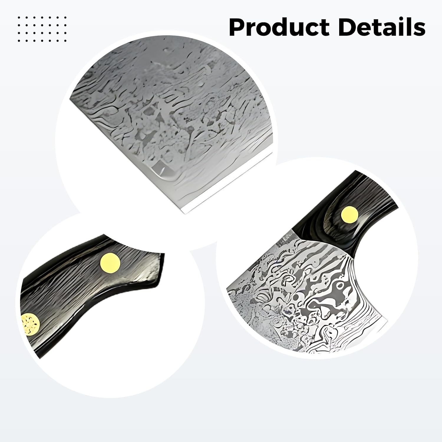 Damascus Nakiri Knife with Wooden Handle: 7 in Small Cleaver, Lightweight, 12 x 2.4 x 7.1 in / 30.5 x 6 x 18 cm