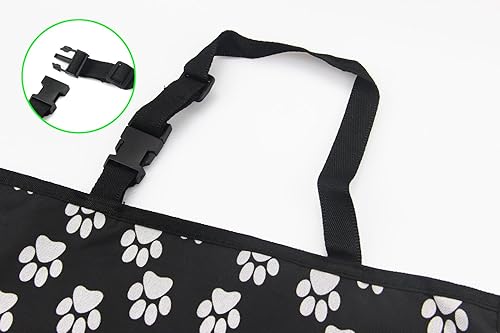 Miniatura 6 de Oxford Pet Car SUV Van Volver Tronco Cargo cama funda impermeable para maletero para perros gatos L Negro Negro, Estampado de huellas, Pewter