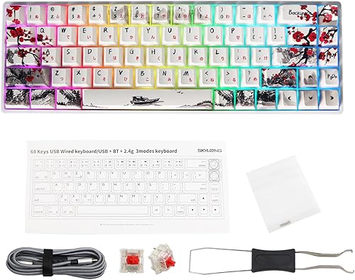 Miniatura 2 de MOLGRIA GK68 Teclado para juegos con retroiluminación RGB de 68 teclas con teclas Plum Blossom, interruptores de mecánica roja intercambiables en