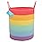 OrganiHaus Large Rainbow Woven Laundry Basket w/Handles 52L, Decorative Toy Storage Bin for Nursery, Colorful Blanket Basket for Playroom, Baby Laundry Hamper, Fun Kids Room Decor Organizer