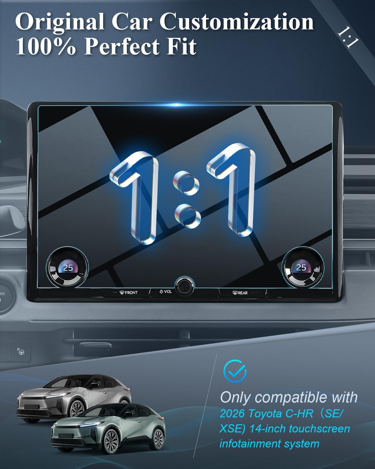 BIBIBO for 2026 CHR Screen Protector 2026 Toyota C-HR (SE/XSE) 14-Inch Touchscreen Tempered Glass Screen Saver 2026 Toyota CHR Accessories Anti-Scratch Ultra Clear
