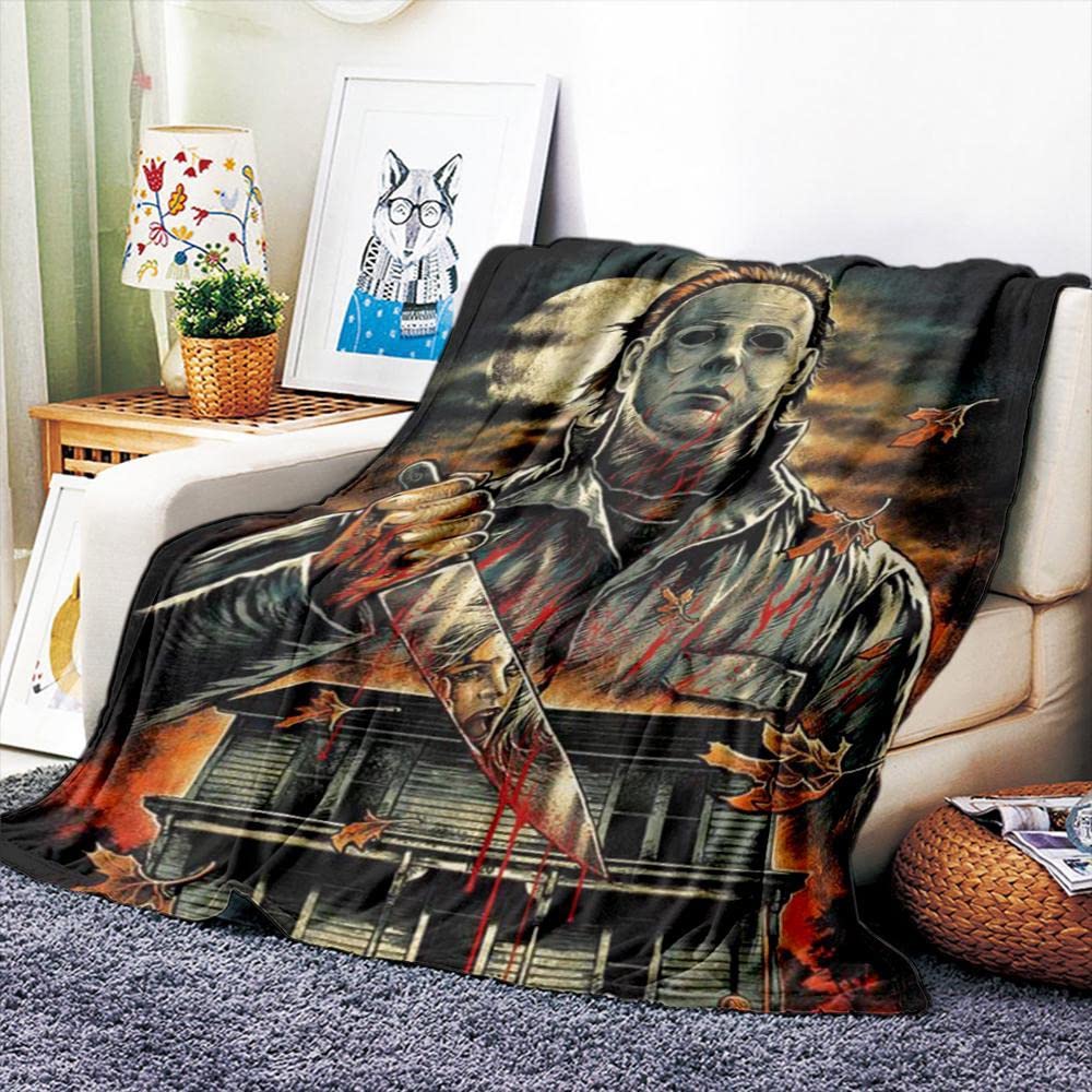 Vozmio Boys Halloween Michael Myers Flannel Warm Soft Plush On The Sofa Bed Blanket Suitable For Air Conditioning Blanket Nap Blanket (40 * 60 In(100 * 150 Cm))