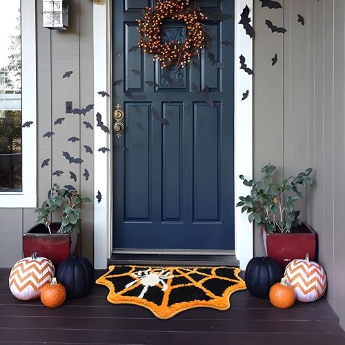 Miniatura 4 de JoeRita Tapete de baño de Halloween, tapete de baño de telaraña, tapete de terror, tapetes góticos, alfombras de telaraña, alfombra antideslizante