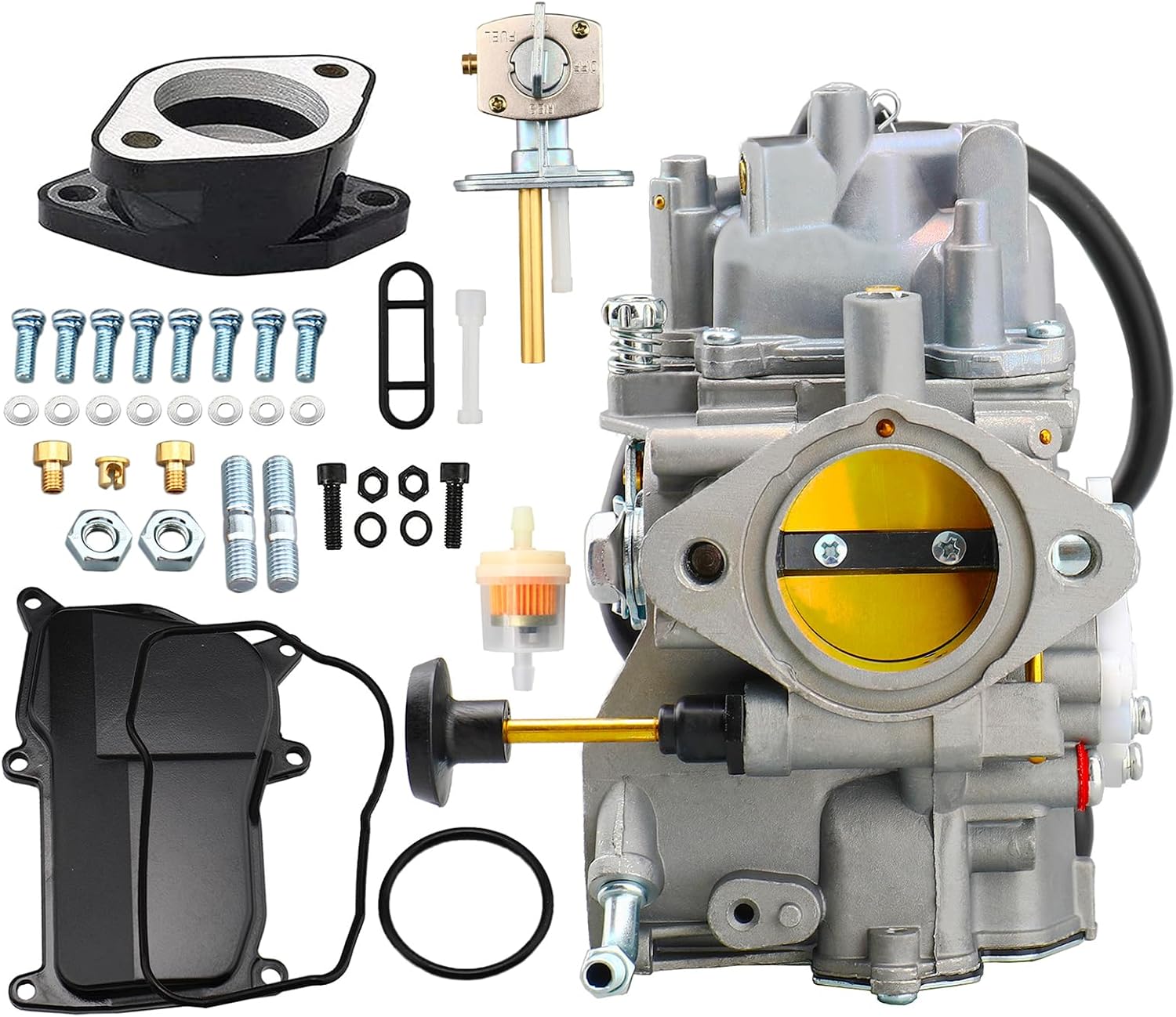 YFM350 Carburetor Replacement for Yamaha YFM350 1987-2004, YFM350 1987-1998, YFM350 1987-1990 & 1992-1995, YFM350,YFM400 1996-1998, Carburetor with Bolt Air intake Manifold Set