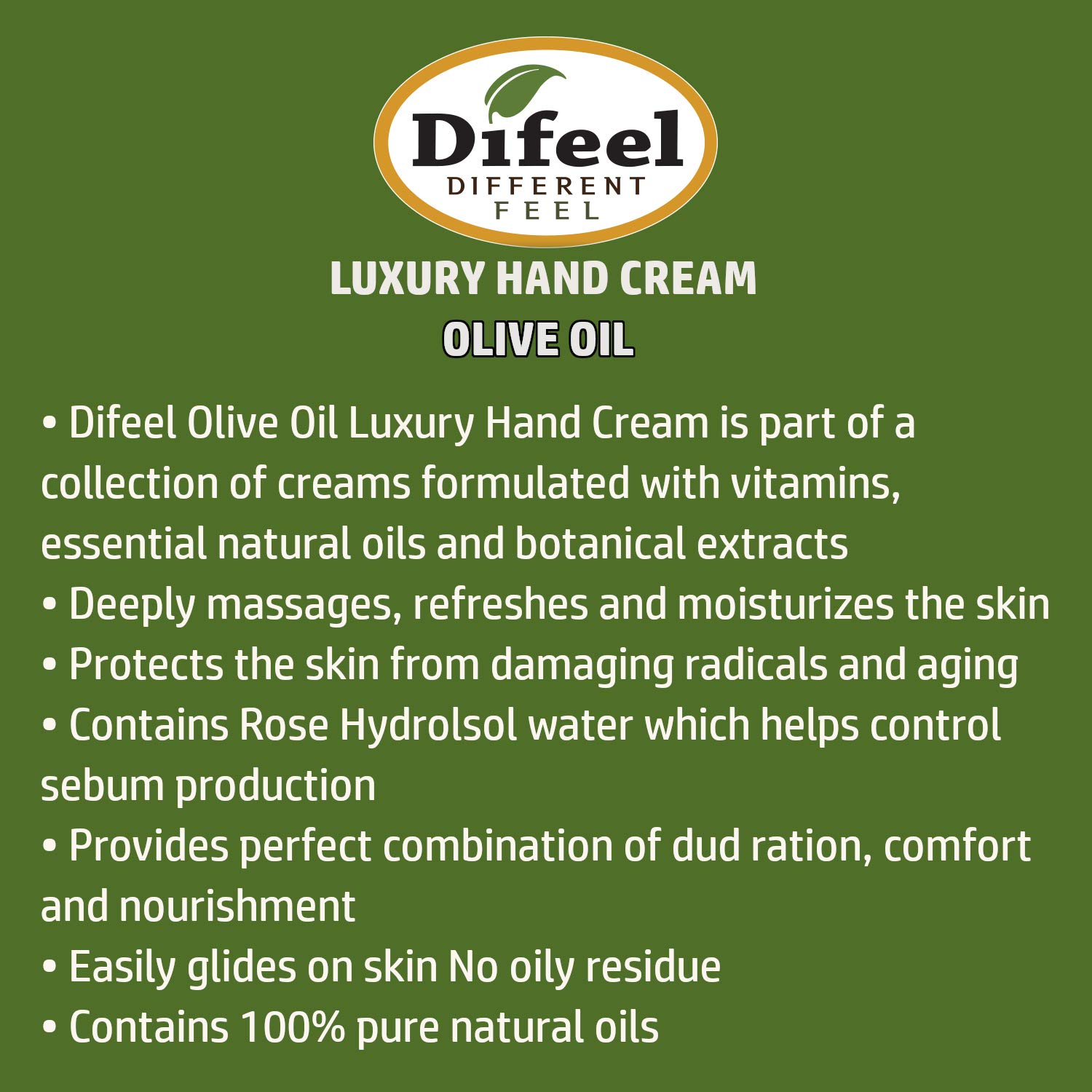 Difeel Hand Cream with Olive Oil with Vitamin E, Natural Oil and Botanical Extracts 1.5 Ounce - Image 2