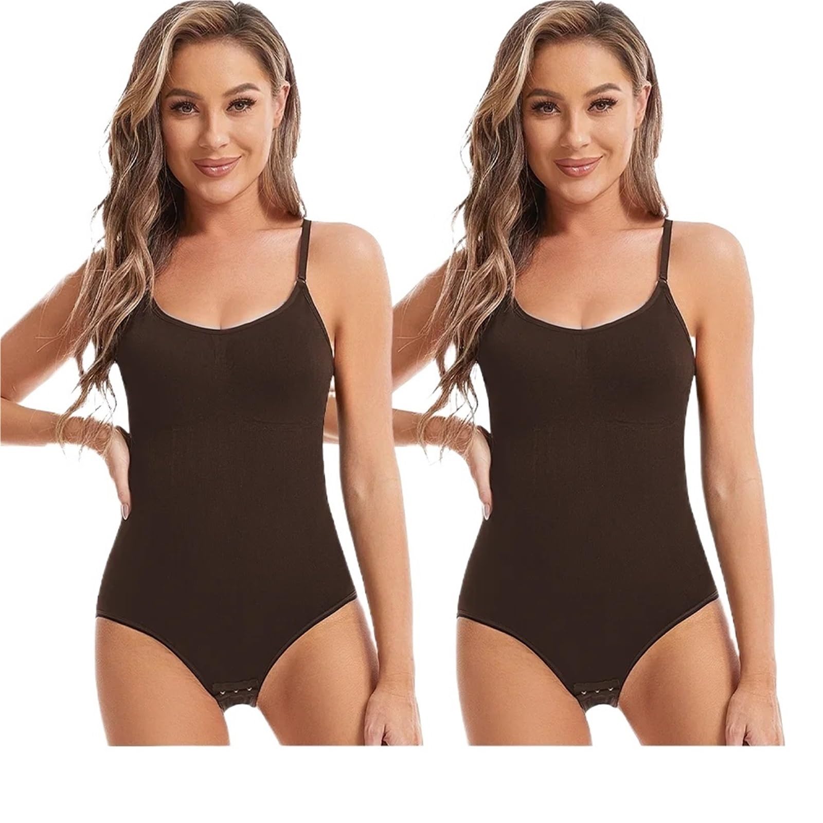 Shapewear Donna Intimo Modellante Dimagrante da Donna Senza Cuciture, Modellante for Tutto Il Corpo, Body Liscio(Brown-2PCS,One Size_XL)