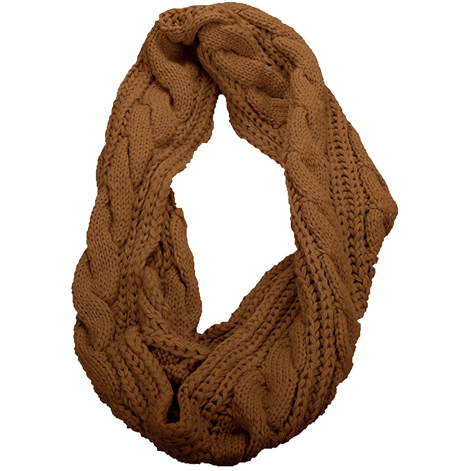 Women's Zig Zag Knit Infinity Scarf - Cable Beaded Chevron Pattern, 100% Acrylic, Winter Style