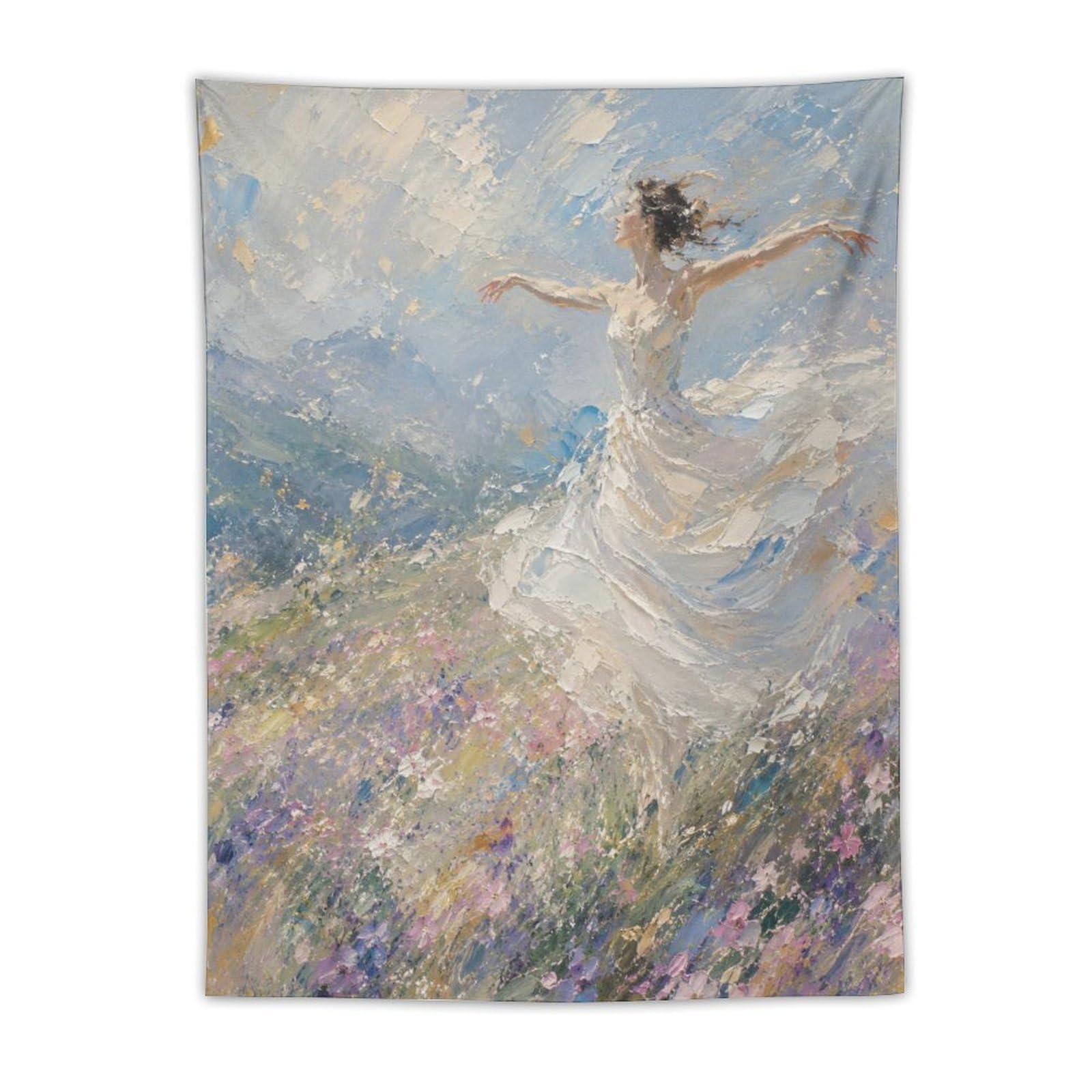 H3B8U2Y5 Ballerina Meadow Wall Tapestry, Impressionist, Ballet Dance Pose