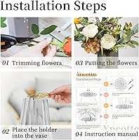 Vista 5 de Soporte para arreglos florales, soporte para arreglos florales con torsión de ramo reutilizable de oro, acero inoxidable, redondo, suministros