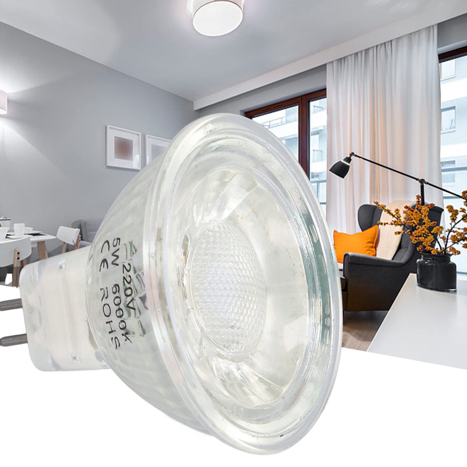 GLOGLOW Adjustable Brightness Glass MR16 Bulb, Fast Heat Dissipation LED Light Bulb for Bedroom Living Room, Kitchen, Office - Image 4