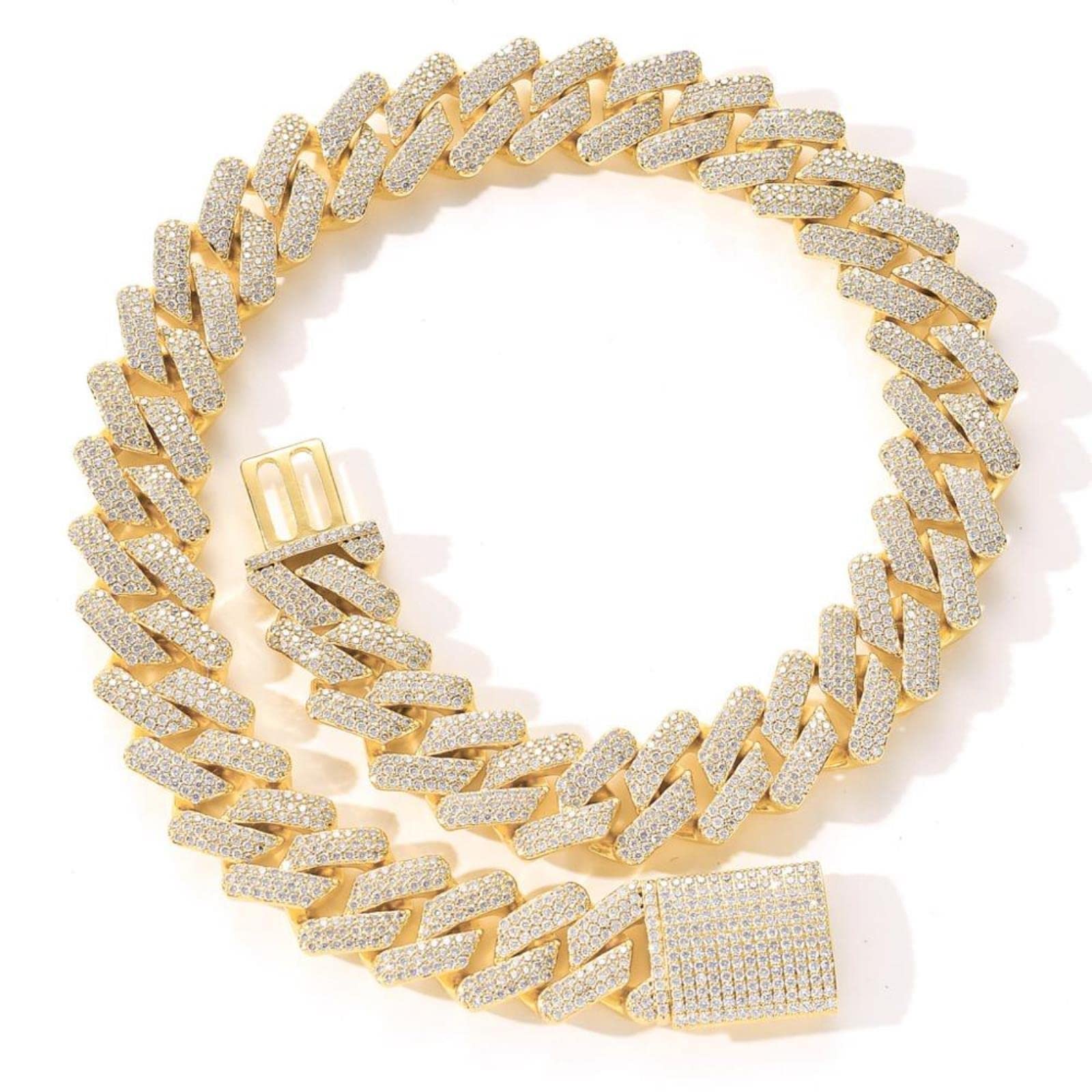 Amazon.co.jp: 20MM Iced Out Chain Miami Cuban Link Necklace for