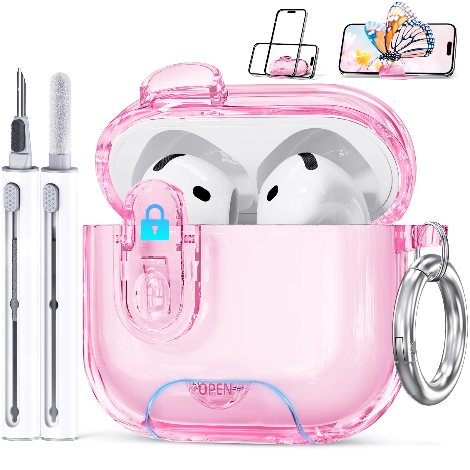 AirPods 4 アクティブノイズキャンセリング + 保護ケース Amazon | Airpods 4 ケース ロック付き、アクティブノイズキャンセ