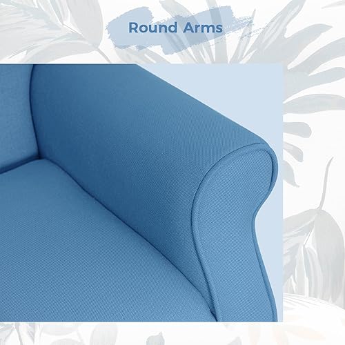 Miniatura 76 de Mellcom - Sillón moderno, sillón con respaldo alto,Sofá individual tapizado con tela y con patas de madera para sala de estar, dormitorio,Club Rosa