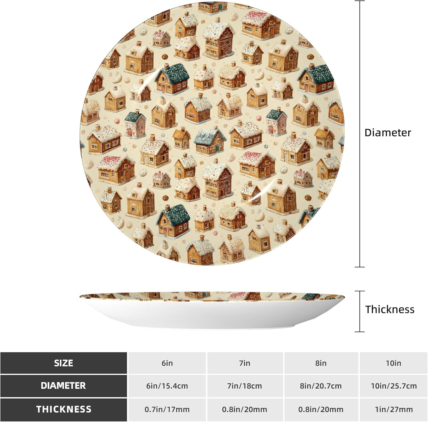 Decorative Plate Ceramic Plate for Wall Hanging 10in Accent Plate for Office Living Room Hallway Table Decor - Christmas Gingerbread 1