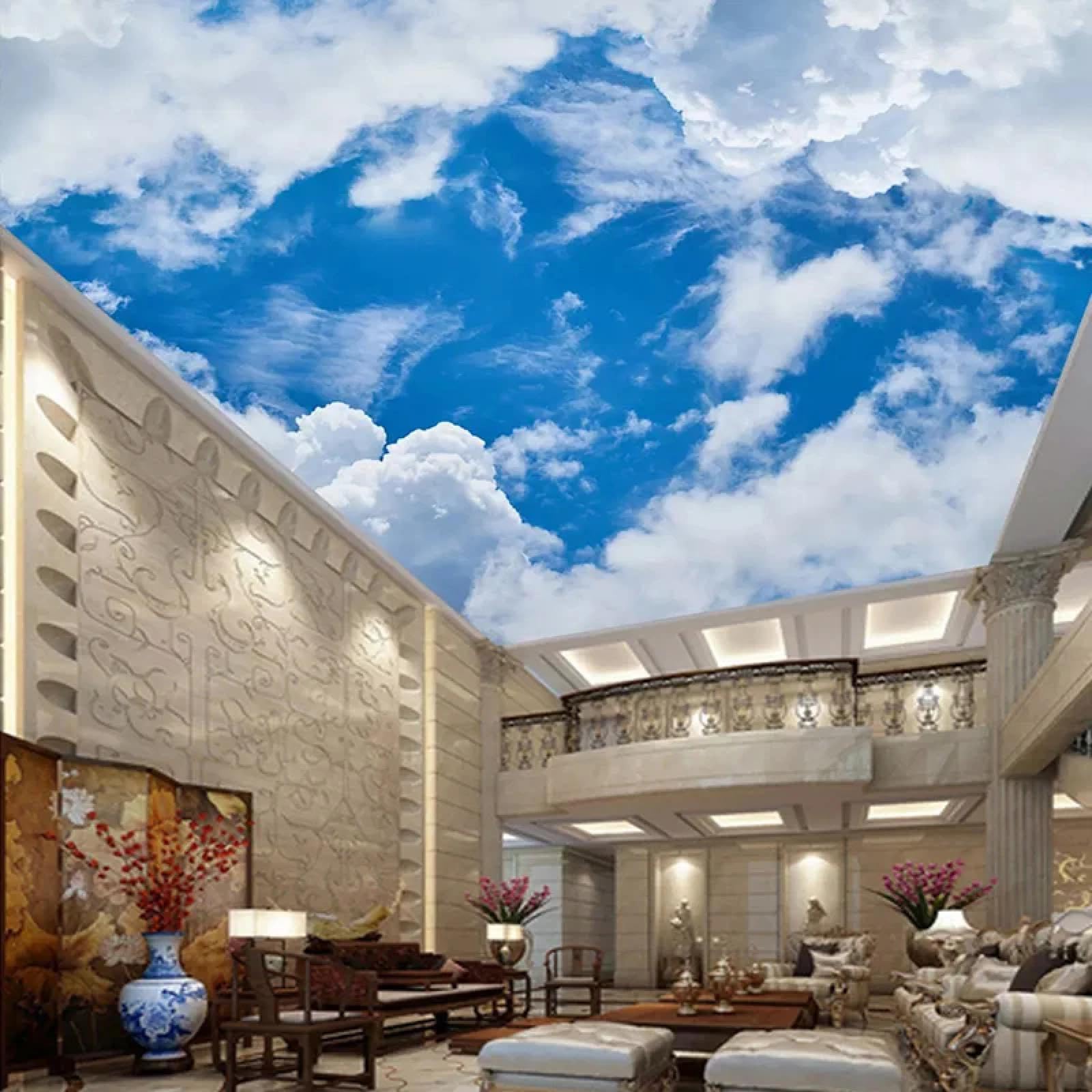 Xinruyi Wallpaper 3D Ceiling Mural With Blue Sky And White Clouds Landscape For Living Room And Bedroom Ceiling Decoration