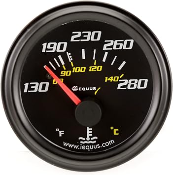Equus 6232 2" Mechanical Water Temperature Gauge, Black