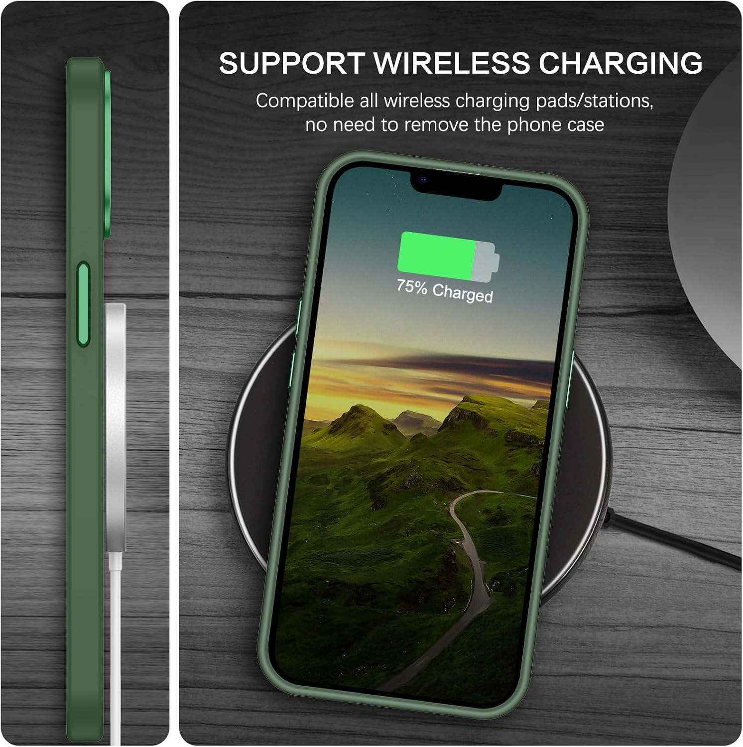 BENTOBEN Magnetic for iPhone 13 Case & iPhone 14 Case [Compatible with Magsafe] Translucent Matte Phone Case iPhone 13/14 Slim Shockproof Women Men Protective Cover for iPhone 13/14 6.1", Dark Green image 4