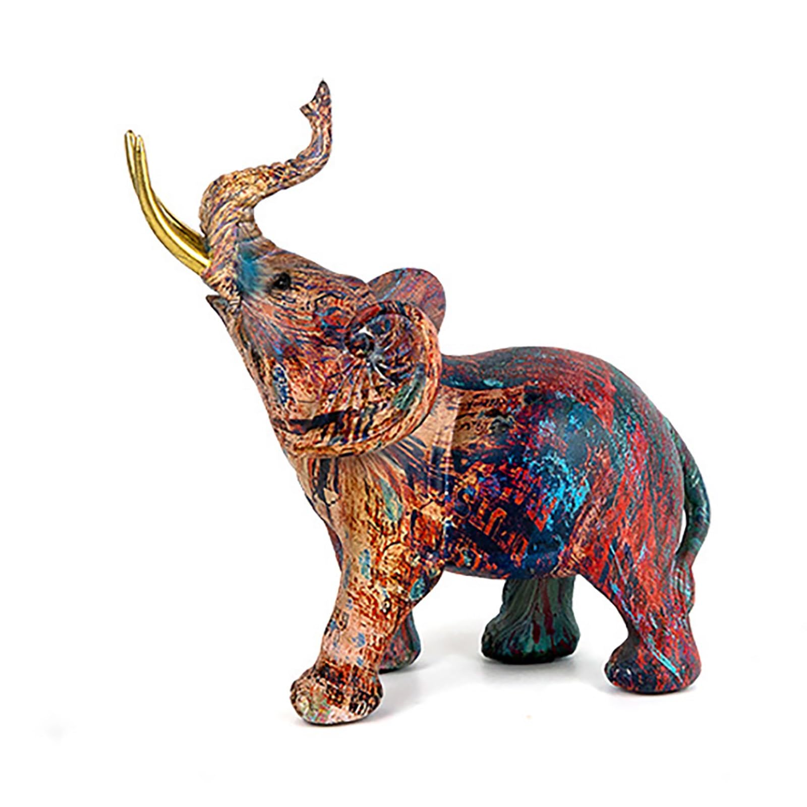 Dytartzx Elephant Sculpture Decor, Creative Resin Colorful Graffiti Animal Desktop Ornament For Home & Office, Ideal Tabletop Decoration For Living Room Bookshelf Porch