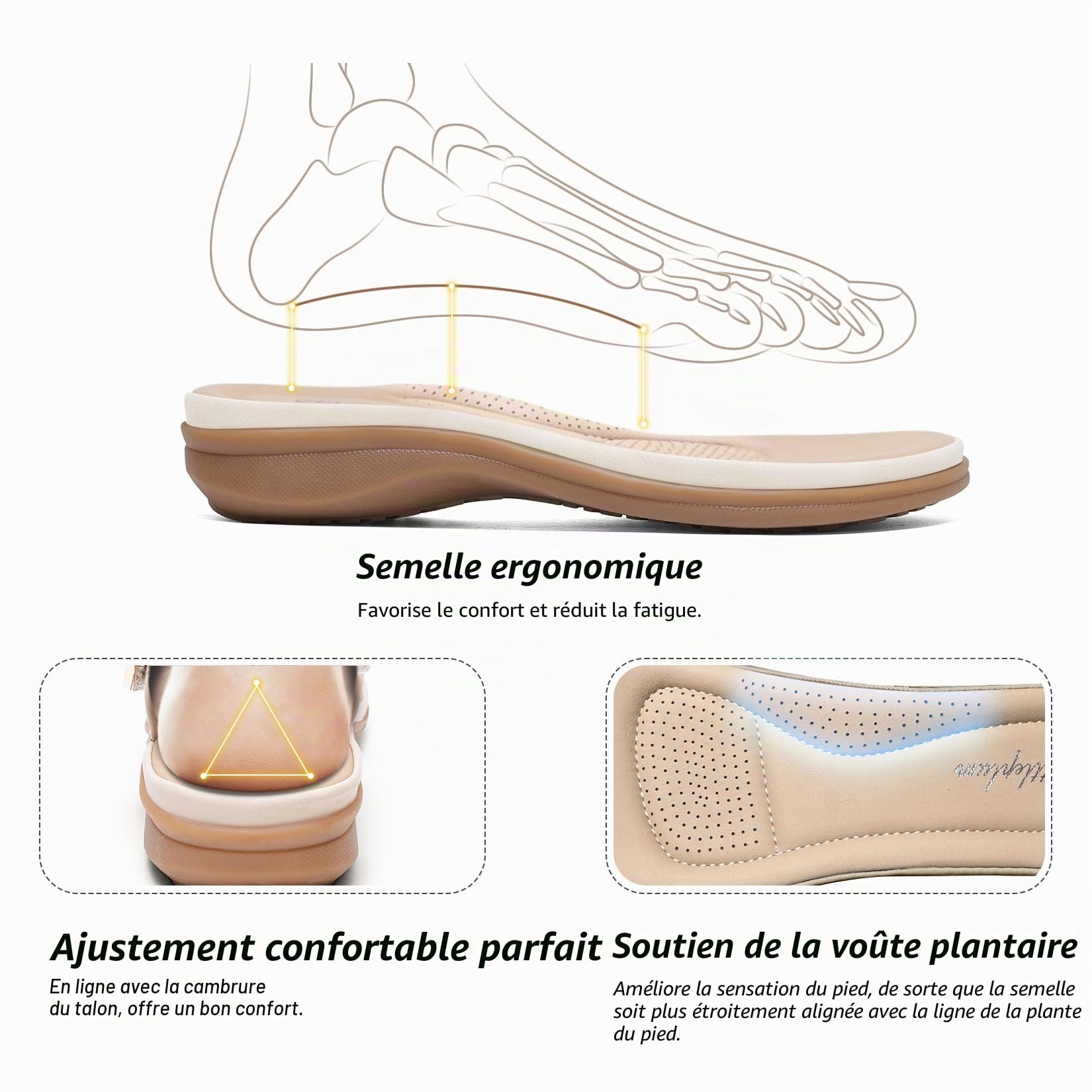 Littleplum Sandales pour Femmes à Soutien Plantaire Sandales Confortables Sandales plates d'été