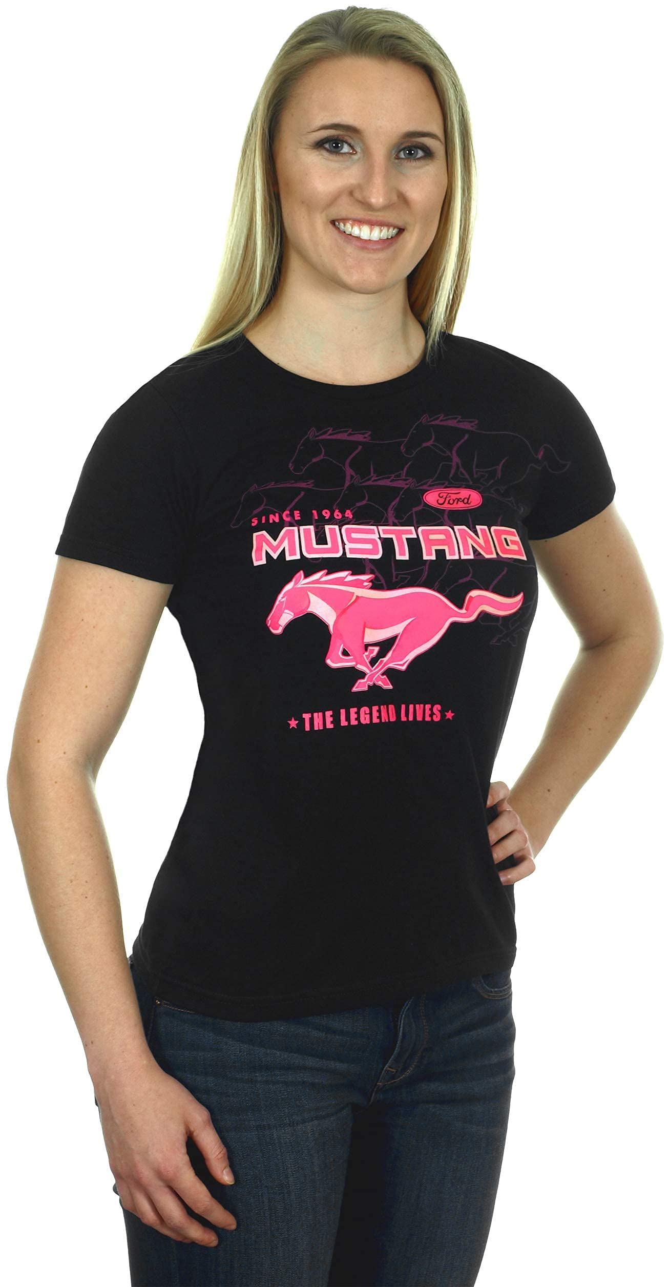 JH DESIGN GROUPJH Design Women's Ford Mustang T-Shirt's in 3 Styles Short Sleeve Crew Neck Shirts