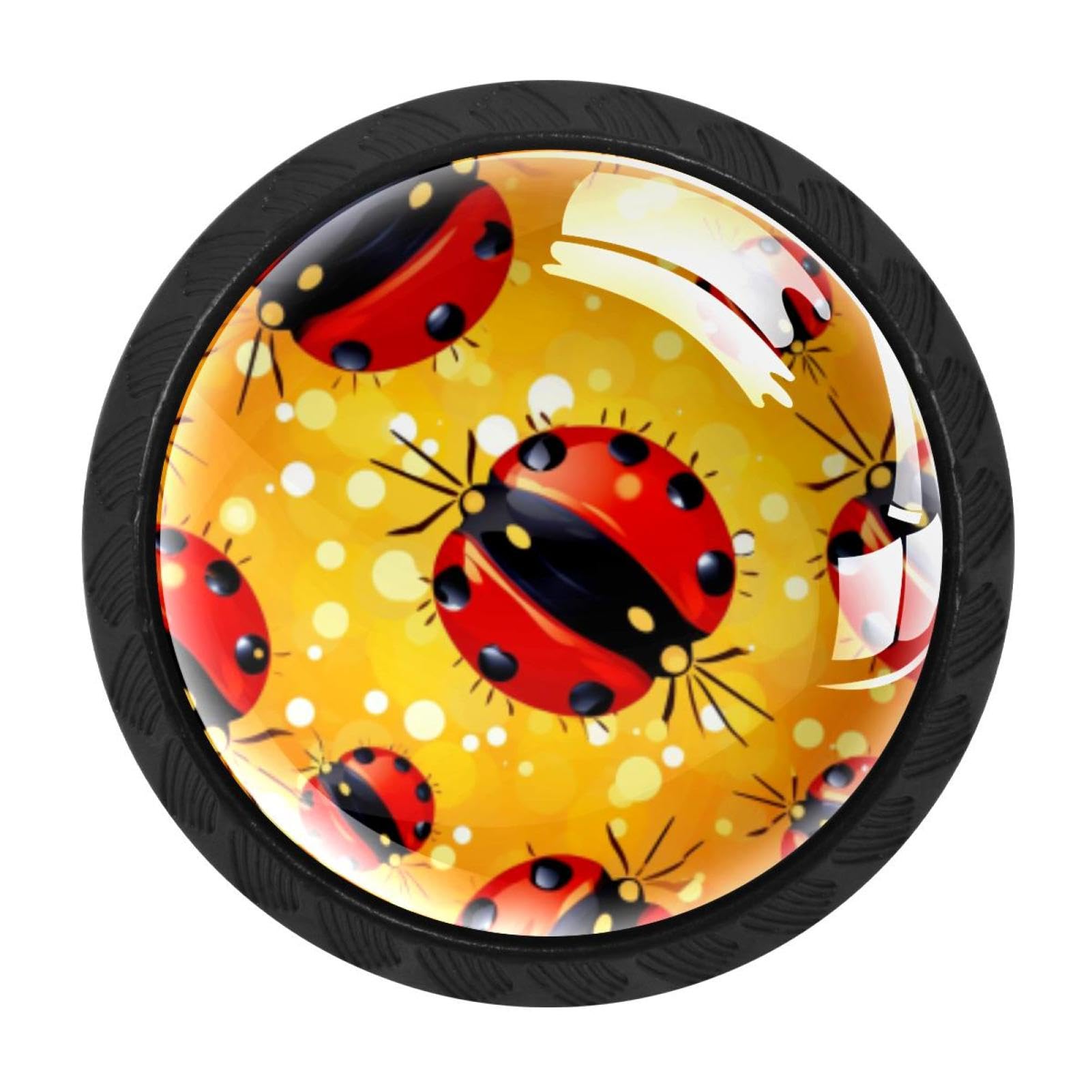 CHENZZZZ Ladybird Cabinet Knobs 4 Pieces Drawer Kitchen Cabinets Dresser Cupboard Wardrobe Unique Pulls Handles