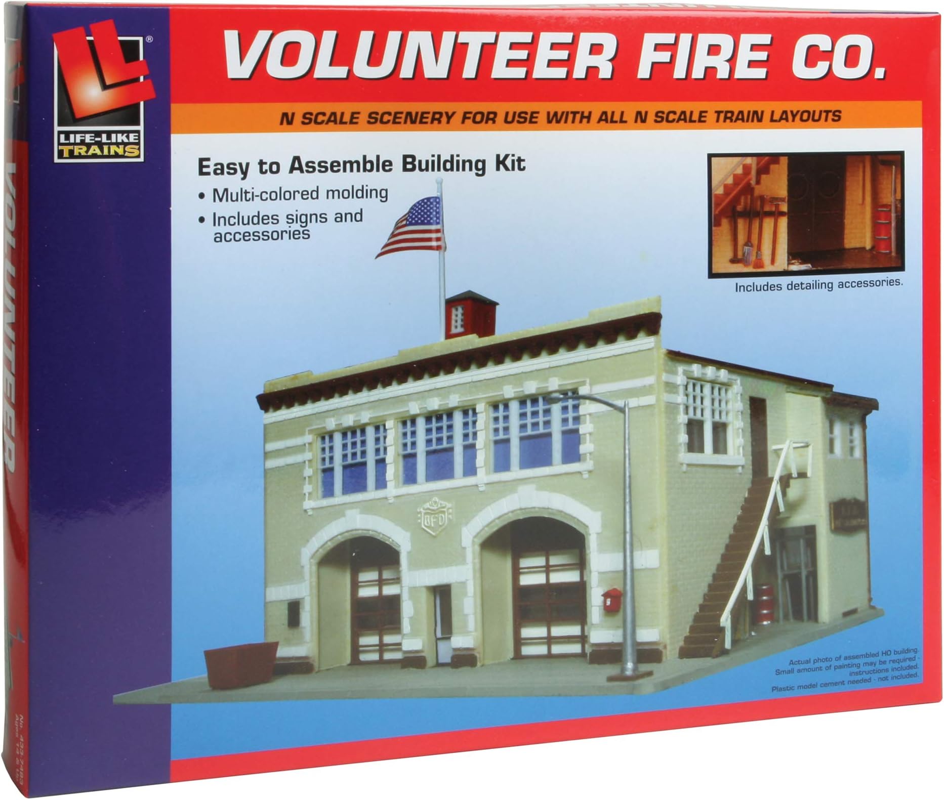 Life-Like Trains N Scale Building Kit -Volunteer Fire Company