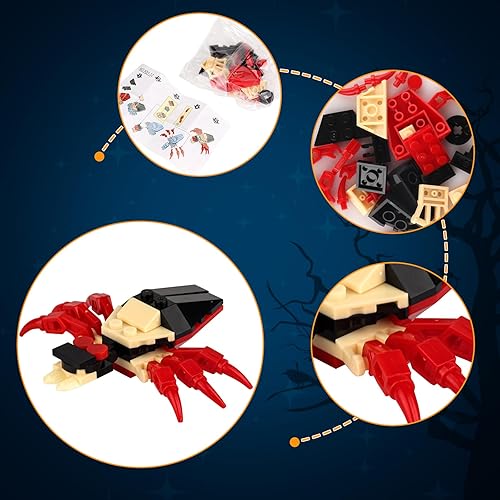 Miniatura 7 de Caja de bloques de construcción de Halloween, 12 piezas de huevos sorpresa de Halloween con juguetes de zombi, esqueleto, bruja, murciélago, bloques