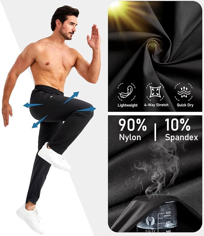 Minorlee Mens Joggers with Zipper Pockets Open Bottom Sweatpants for Men 3 Pack Lightweight Track Pants Men for Workout,Gym image 6
