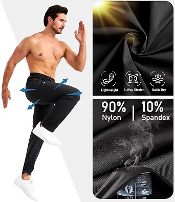 Mens Joggers with Zipper Pockets Open Bottom Sweatpants for Men 3 Pack Lightweight Track Pants Men for Workout,Gym