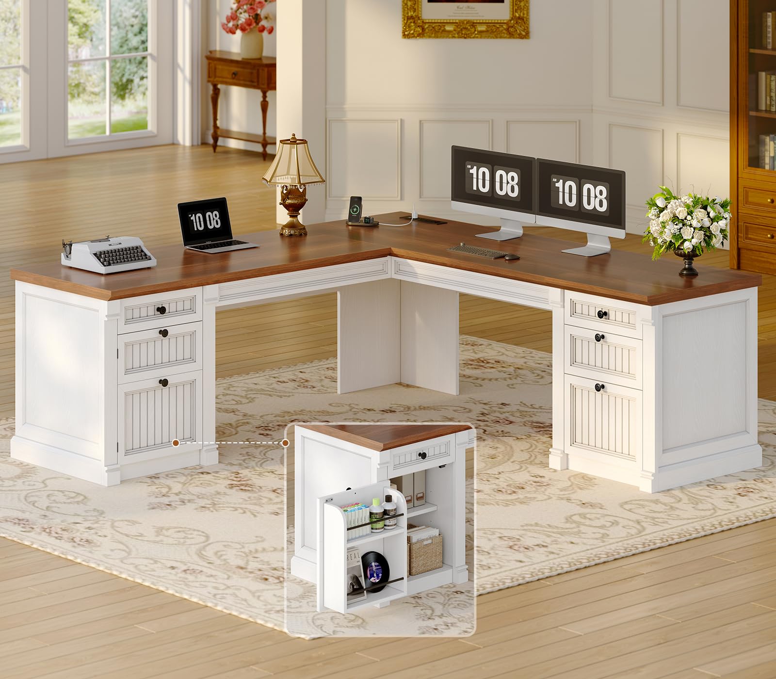 Amazon.com: SEDETA L Shaped Desk with 4 Drawers, 67