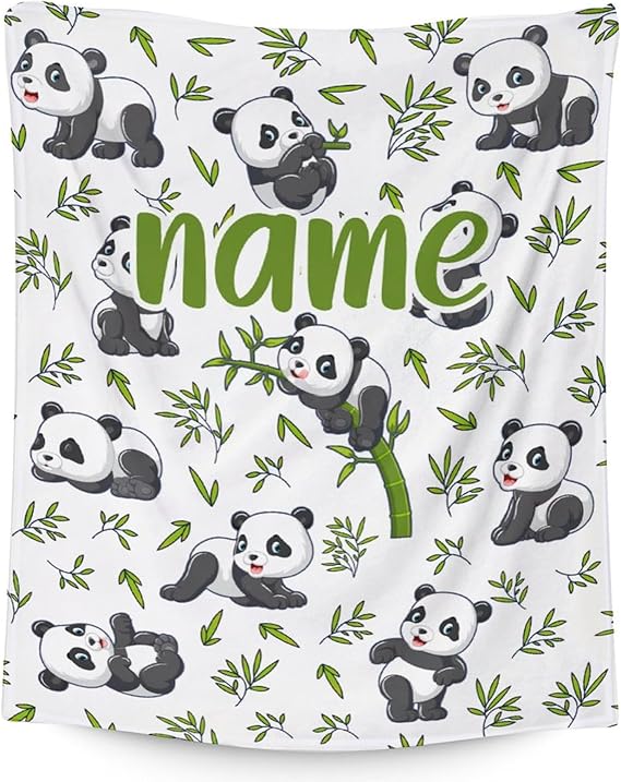 Mercuryelf Custom Panda Throw Blanket - Soft, Fuzzy & Warm - 60x80 Inches Flannel Blankets for Bed, Couch - White Aesthetic Throws Gift for Adults