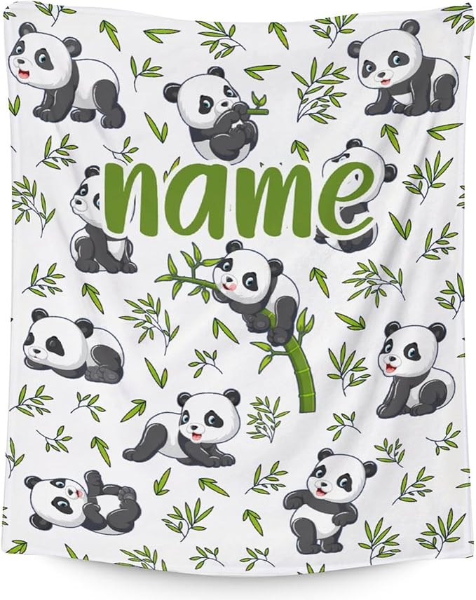 Mercuryelf Custom Panda Throw Blanket - Soft, Fuzzy & Warm - 60x80 Inches Flannel Blankets for Bed, Couch - White Aesthetic Throws Gift for Adults