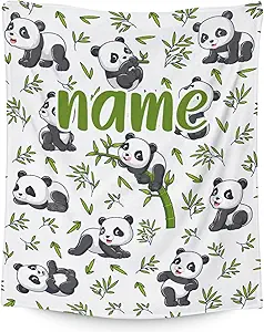 Mercuryelf Custom Panda Throw Blanket - Soft, Fuzzy & Warm - 60x80 Inches Flannel Blankets for Bed, Couch - White Aesthetic Throws Gift for Adults